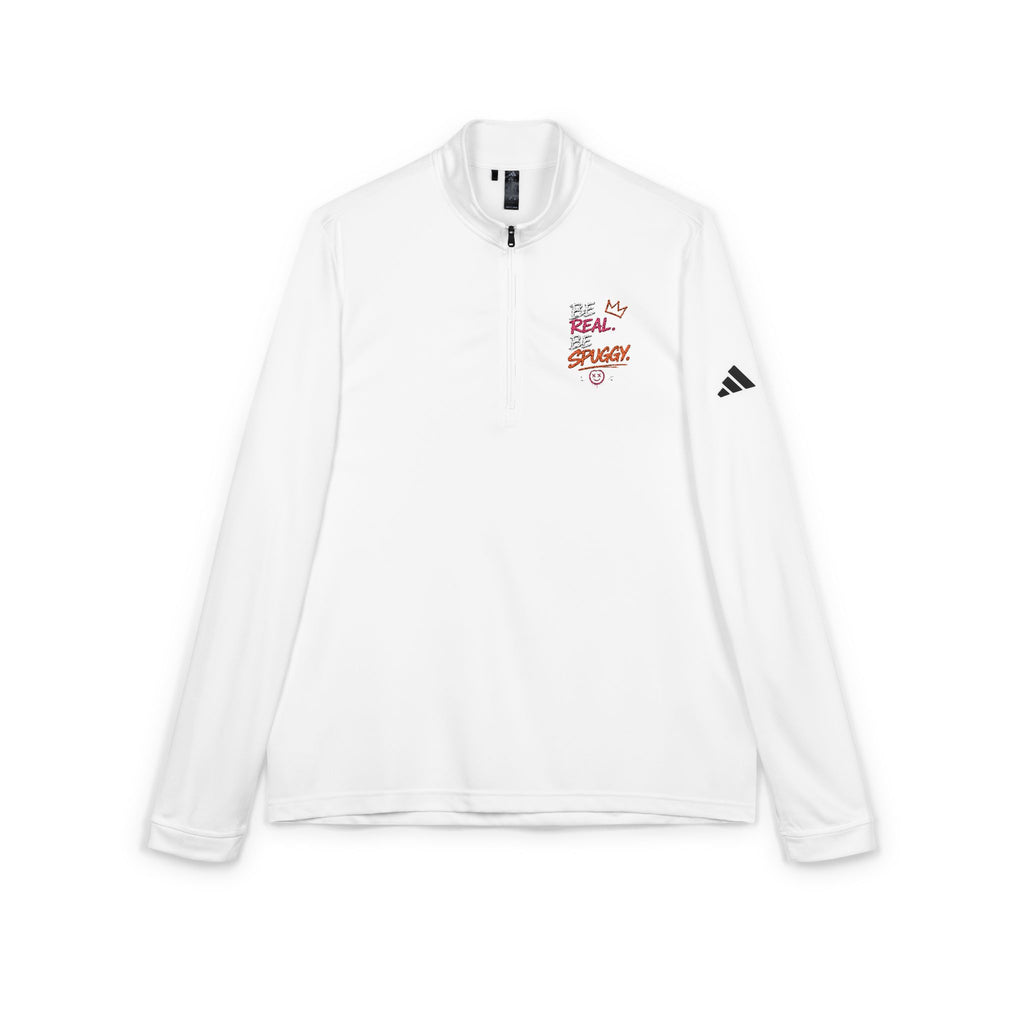 Embroidered Quarter-Zip Pullover — White adidas® Performance Top