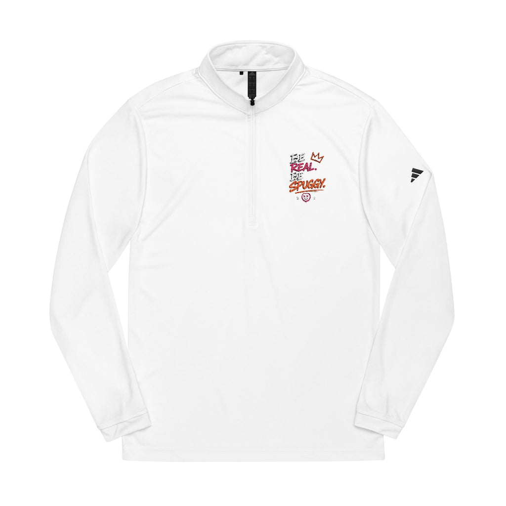Embroidered Quarter-Zip Pullover — White adidas® Performance Top