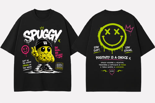 Spuggy T-Shirt Nera Be Real Be Spuggy - Fronte e Retro