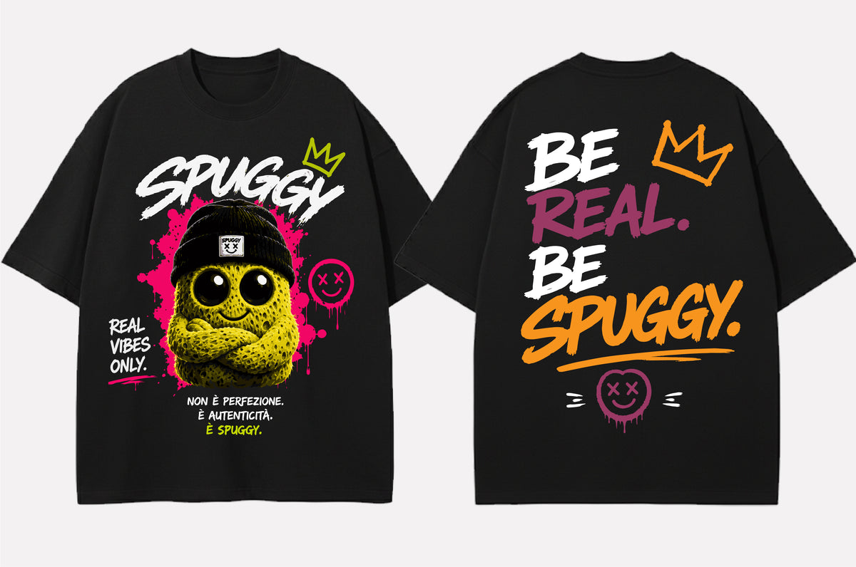 Spuggy T-Shirt Nera Soft But Unstoppable - Fronte e Retro