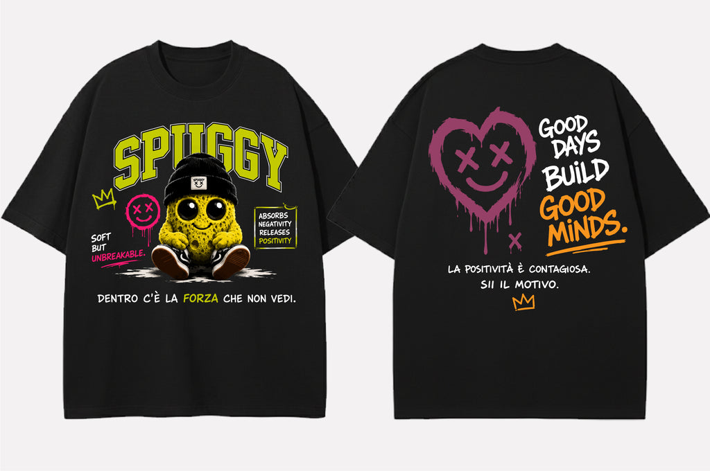 Spuggy T-Shirt Nera Be Kind Be You Be Spuggy - Fronte e Retro