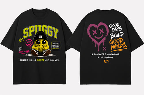 Spuggy T-Shirt Nera Be Kind Be You Be Spuggy - Fronte e Retro