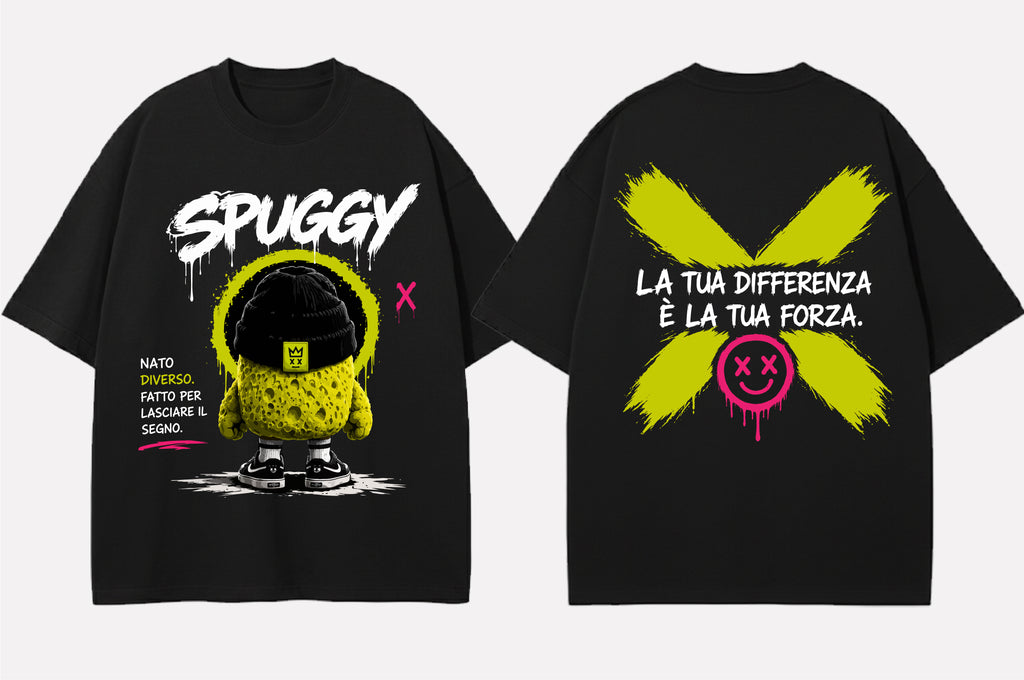 Spuggy T-Shirt Nera Born Different - Fronte e Retro