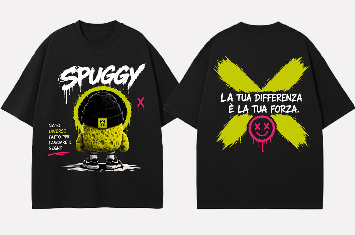 Spuggy T-Shirt Nera Born Different - Fronte e Retro