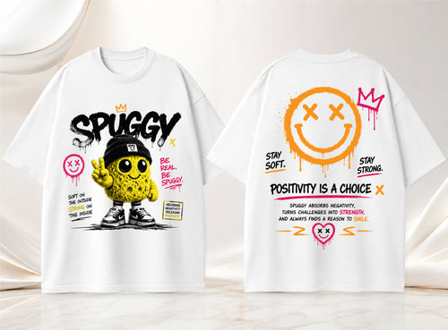 Spuggy T-Shirt Bianca Be Real Be Spuggy - Fronte e Retro